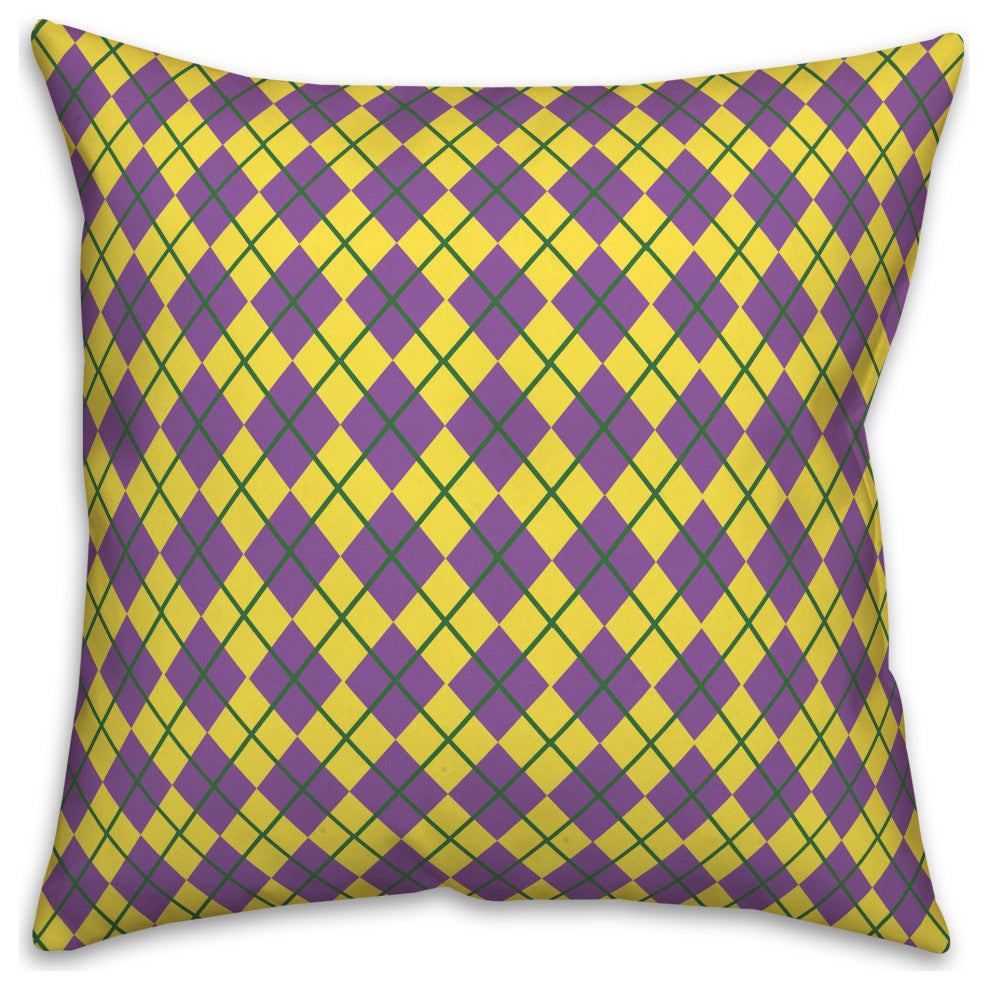 Mardi Gras Check 18x18 Spun Poly Pillow