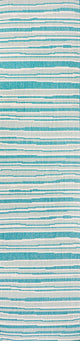 Castara Wavy Stripe Modern Indoor/Outdoor Area Rug, Aqua/Cream, 2x8