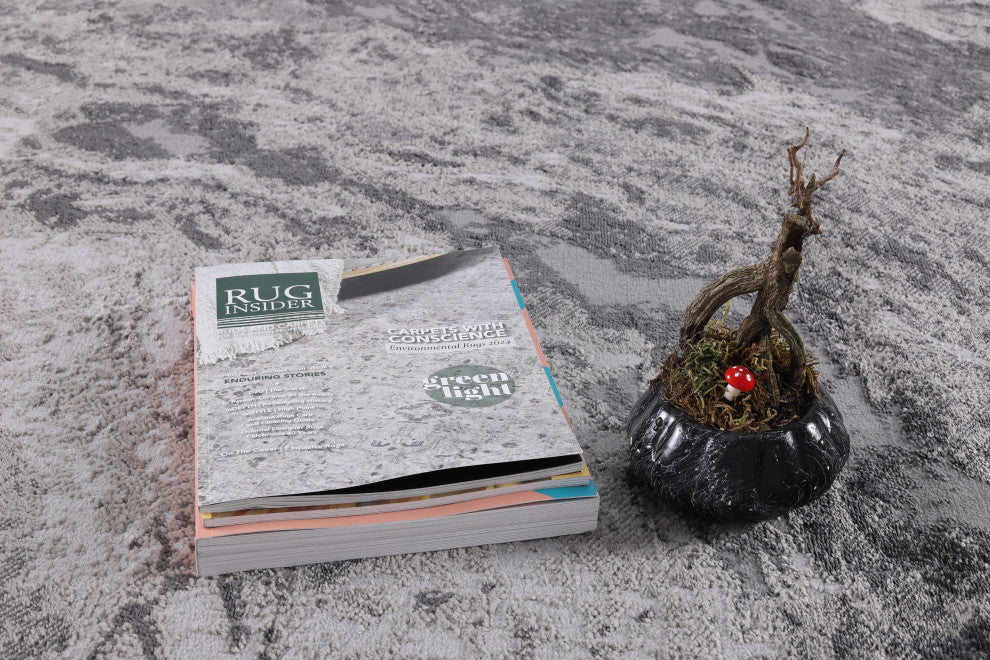 High-Low Hayes Gray/Charcoal Rug, Gray, 10'x14'