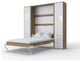 INVENTO Vertical Wall Bed With 2 Cabinets, Oak Country/White, With Mattress 63 X 78.7 Inch
