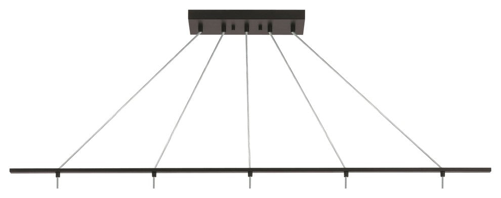 Alaina 5L Linear Pendant, Clear Glass/Off-White Pleated Shade