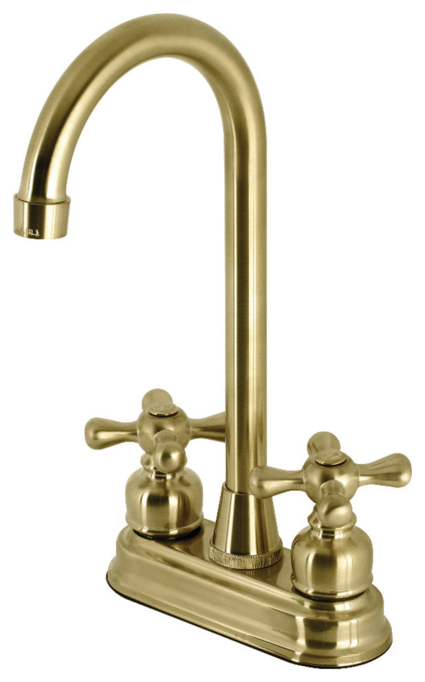Kingston Brass KB497AXSB 4" Bar Faucet, Brushed Brass
