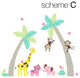 Palm Trees with Cute Jungle Animals Wall Decal, Scheme C