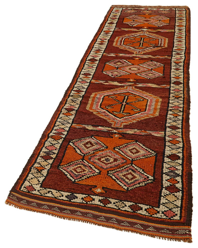 Rug N Carpet - Handmade Anatolian 2' 11" x 12' 2" Antique Runner Rug