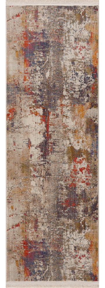 Distressed Modern Abstract Area Rug, 2' X 6'