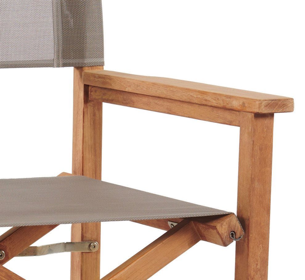 Director Teak Folding Outdoor Folding Armchair in Taupe