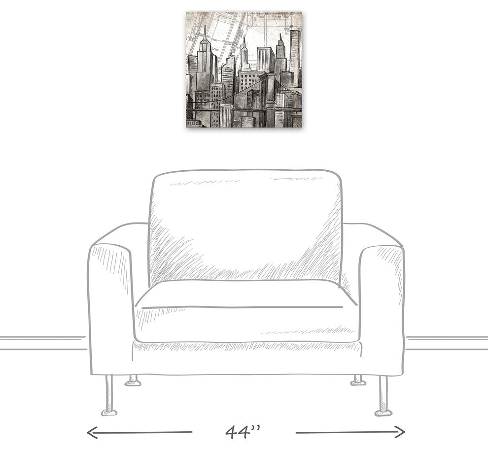 Sketch City Skyline Print on Canvas