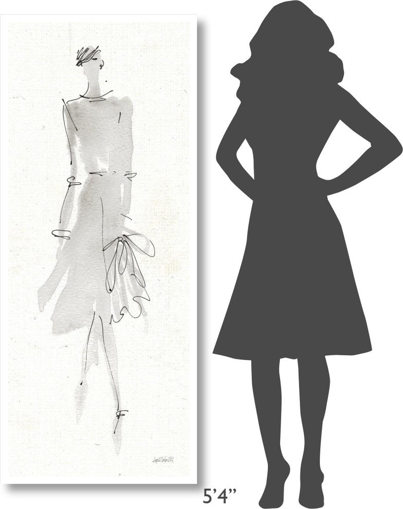 "La Fashion I Gray" Digital Paper Print by Anne Tavoletti, 26"x62"