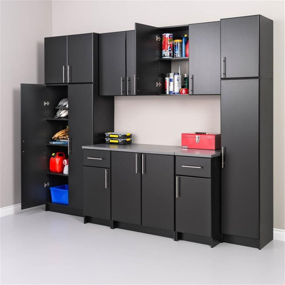 Home Square 2 Piece Stackable Wood Wall Cabinet Set in Black