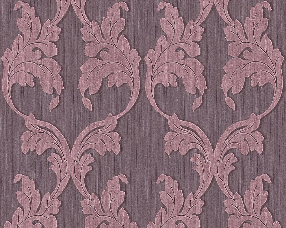 Tessuto, Baroque Fabric Violet Wallpaper Sample, Wall Decor Accent