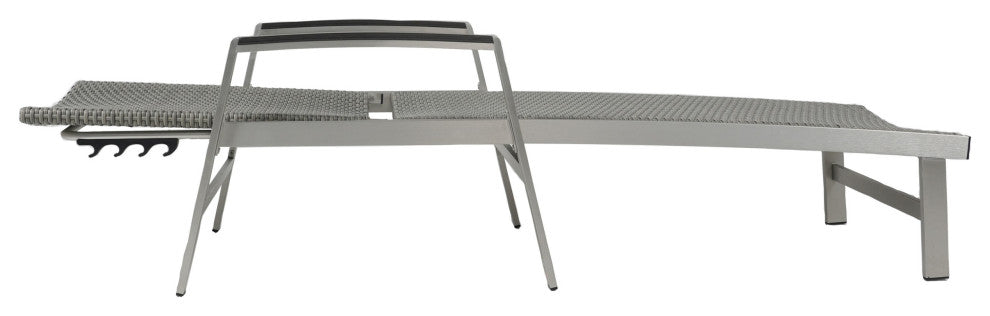 GDF Studio Joy Outdoor Wicker and Aluminum Chaise Lounges, Set of 2