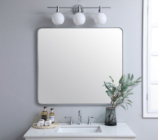 Ellis Soft Corner Metal Rectangular Mirror, Silver, 36"x40"