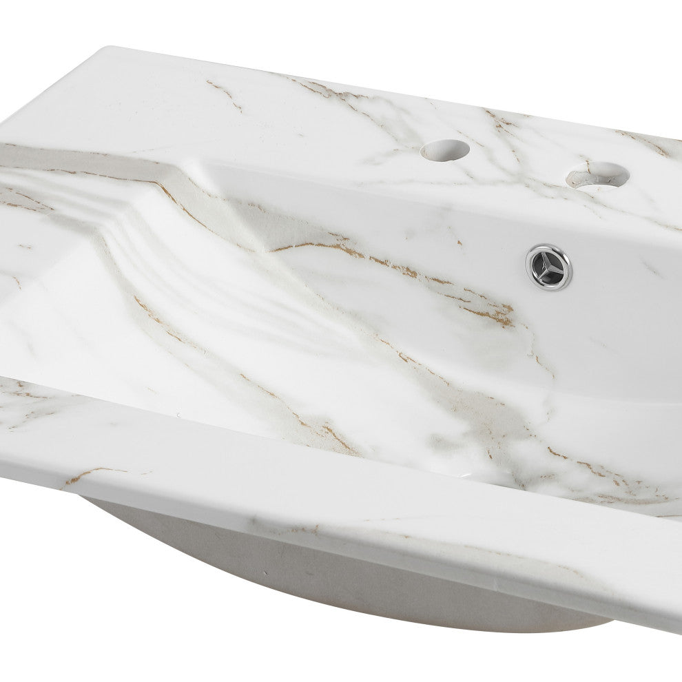Ancillary 3-Hole Contemporary Rectangular Ceramic Single Sink Basin Vanity Top