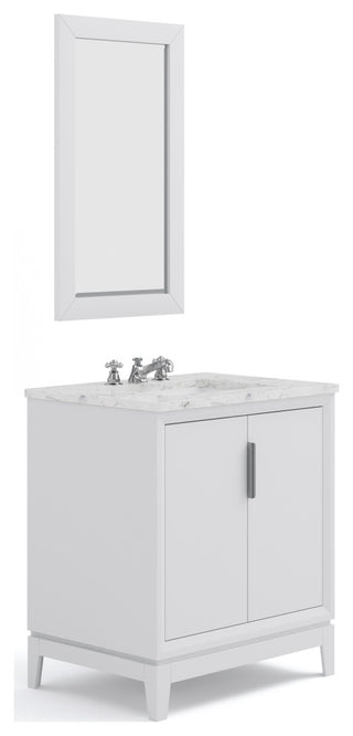 Elizabeth 30" Single Sink Carrara White Marble Vanity, Pure White