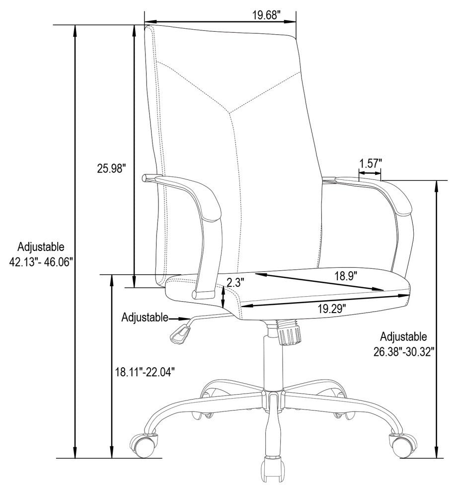 LeisureMod Sonora High-Back Adjustable Leather Conference Chair, Tan