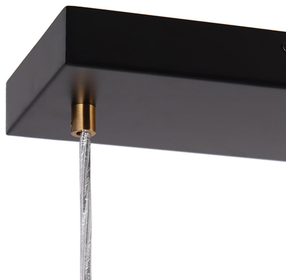 LNC 5-Light Black and Polished Gold Modern Linear Large Kitchen Island Light