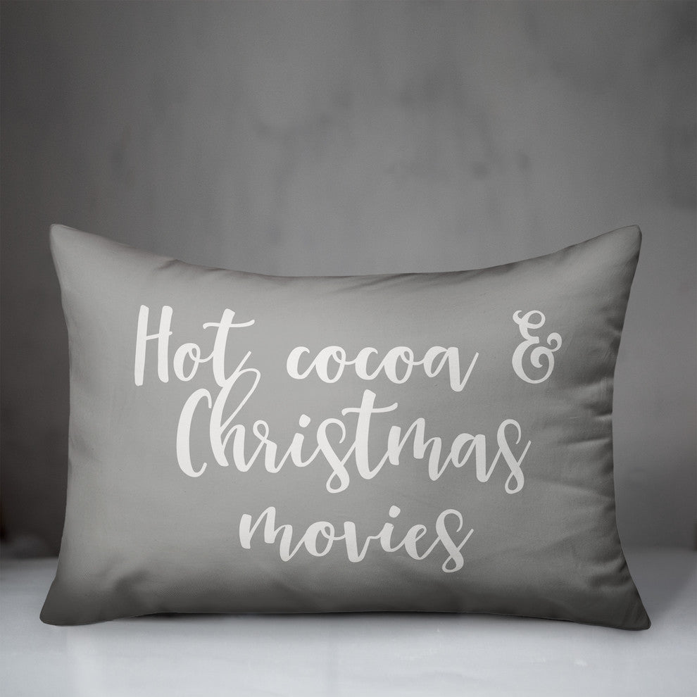 Hot Cocoa And Christmas Movies, Gray 14x20 Lumbar Pillow