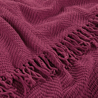 Tweed Knitted Throw Blanket, Crushed Berry, 50"x60"