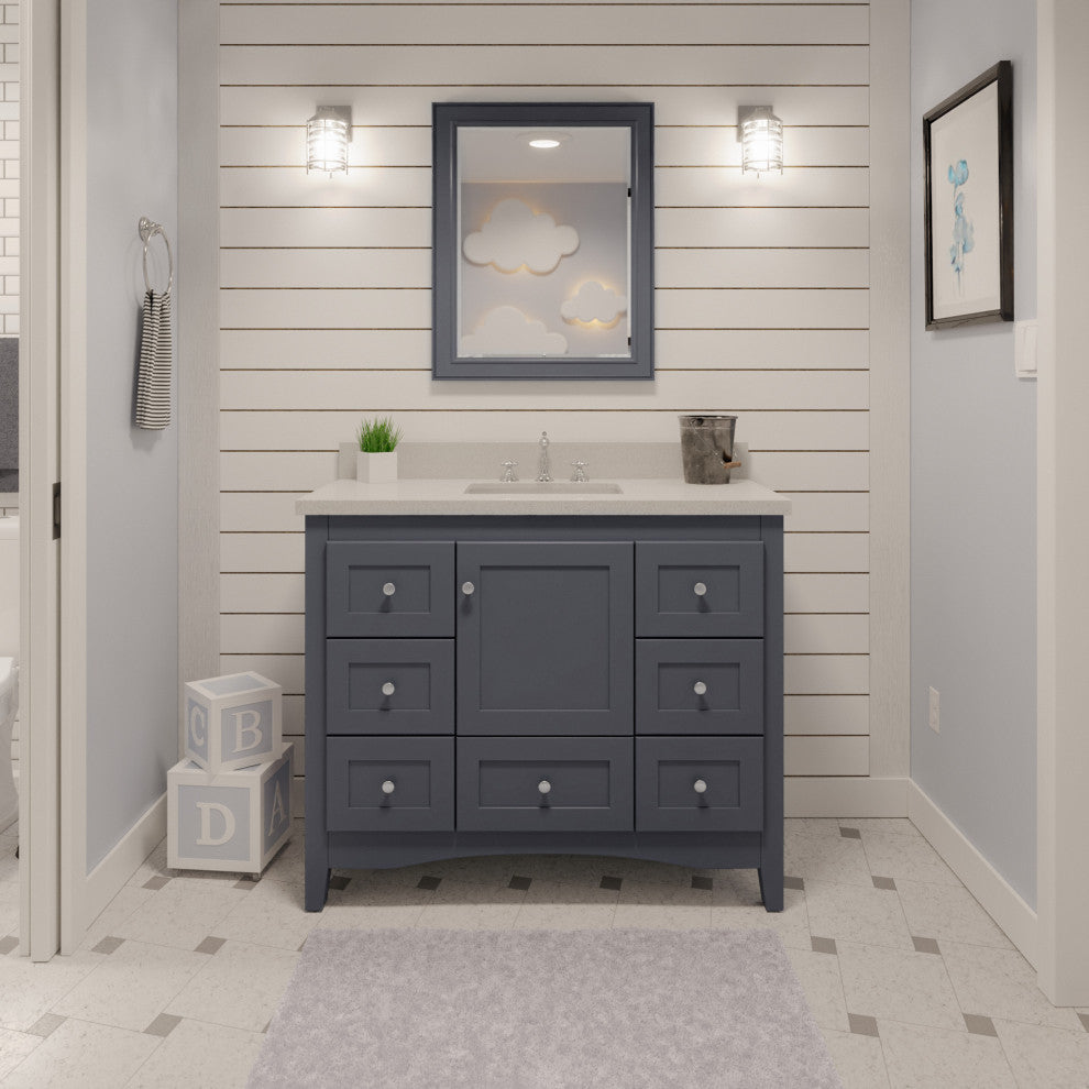 Abbey 42" Bathroom Vanity, Marine Gray, Quartz