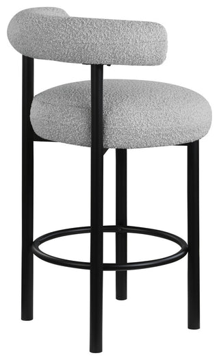Bordeaux Upholstered Stool, Gray, Boucle Fabric, Matte Black, Set of 2