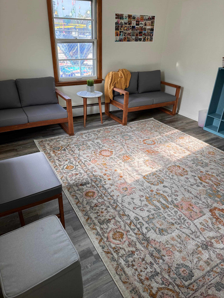 Hauteloom Herstmonceux Area Rug, Camel/Charcoal/Dusty Pink, 7'10"x10'2"