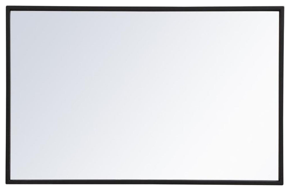 Elegant Decor Eternity 18" x 28" Modern Metal Frame Mirror in Black