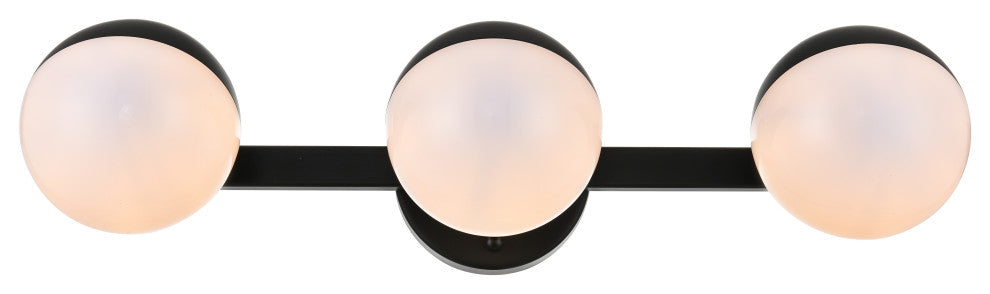 3 Light Black And Frosted White Bath Sconce
