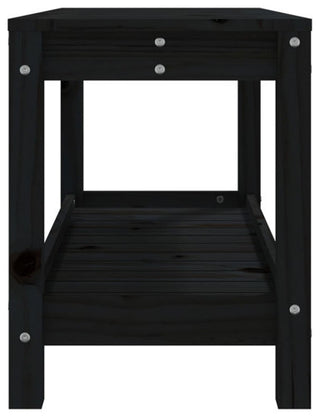 vidaXL Patio Bench Outdoor Bench with Storage Shelf Black Solid Wood Pine