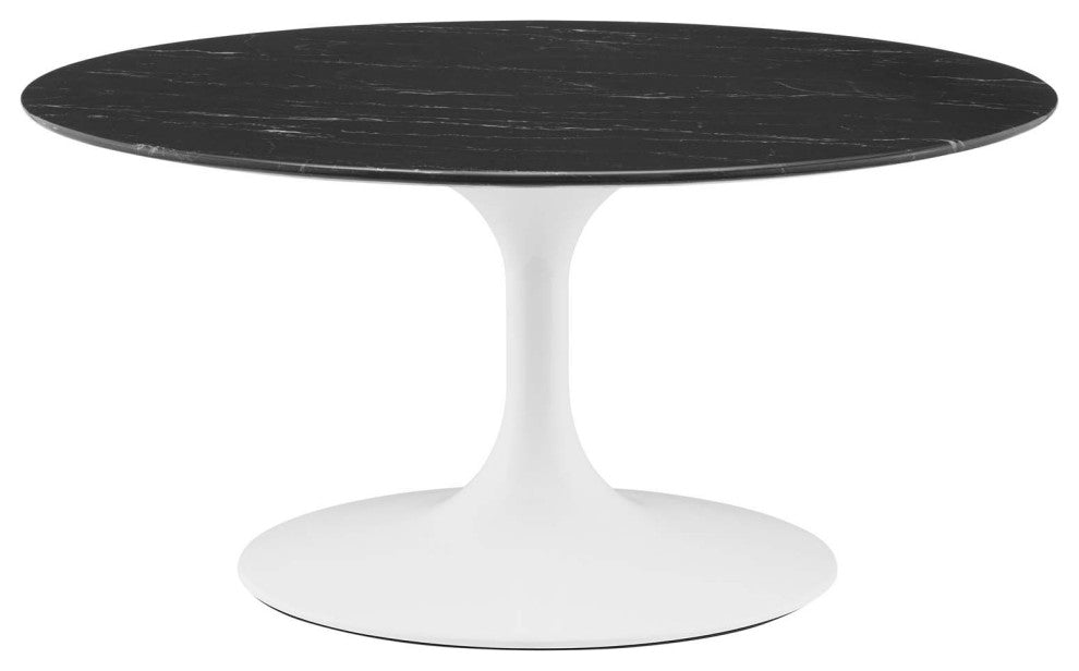 Lippa 36" Artificial Marble Coffee Table White Black