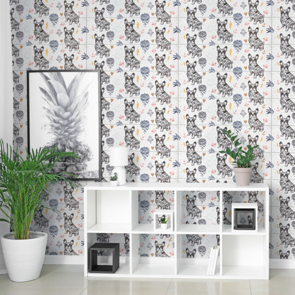 Rockstar Frenchie Ceramic Wall Tile Sample