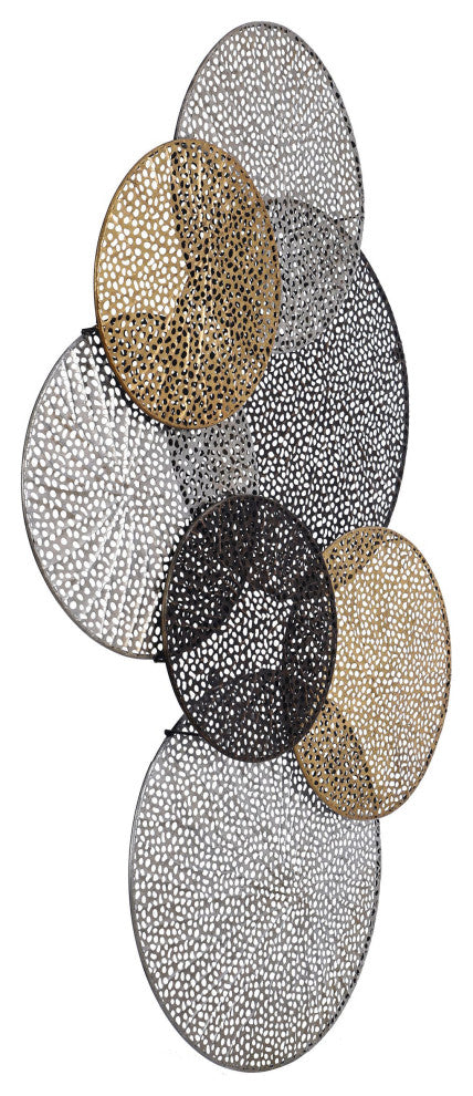 Sahara Metal Art Gold, Silver And Iron Finish On Iron Disk Wall Sculpture