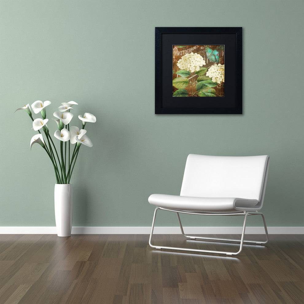 Color Bakery 'Alabaster Hydrangea' Art, Black Frame, Black Matte, 16"x16"
