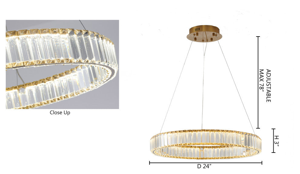 Clear Crystal Halo Chandelier With Gold Hardware