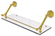 Prestige Que New 24" Floating Glass Shelf with Gallery Rail, Polished Brass