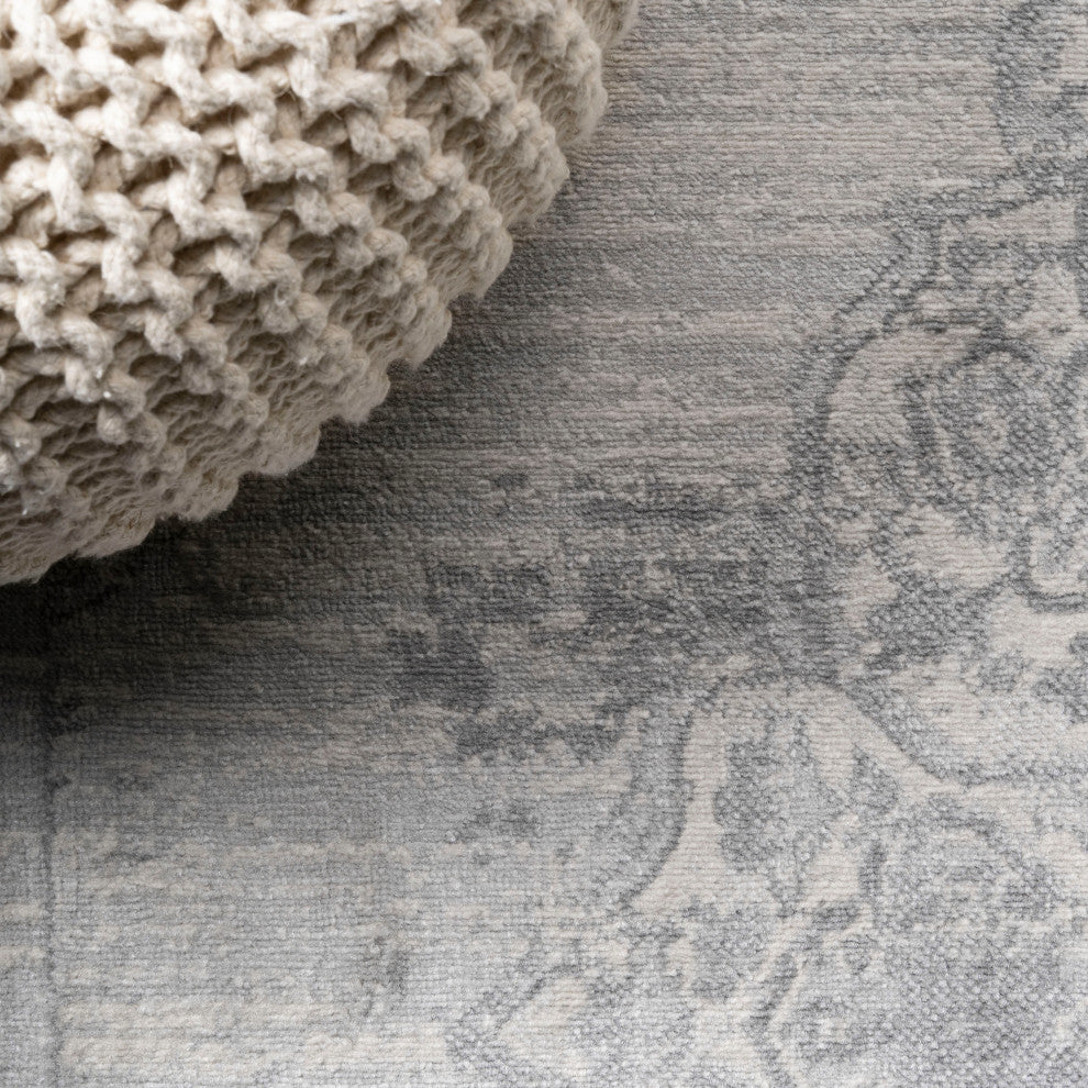 Modern Persian Vintage Moroccan Medallion Area Rug, Light Gray, 3x5