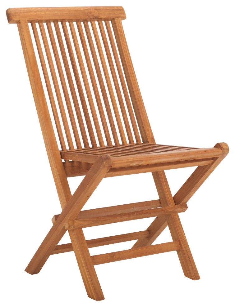 Safavieh Indoor-Outdoor Holly Solid Teak Folding Chair, Set of 2, Natural