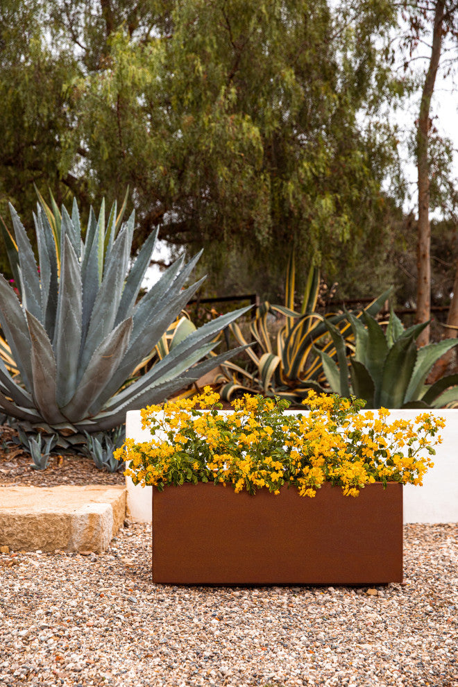 Metallic Series Corten Steel Long Box Planter, Large
