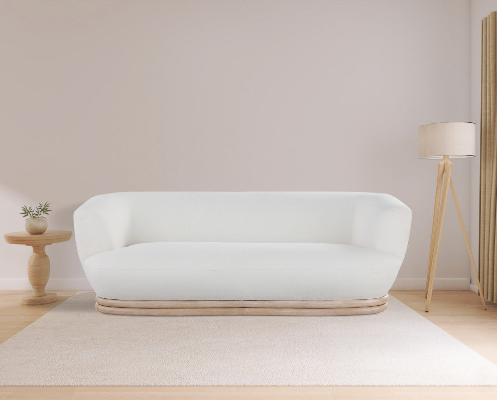 Kipton Boucle Fabric Upholstered Sofa, Cream