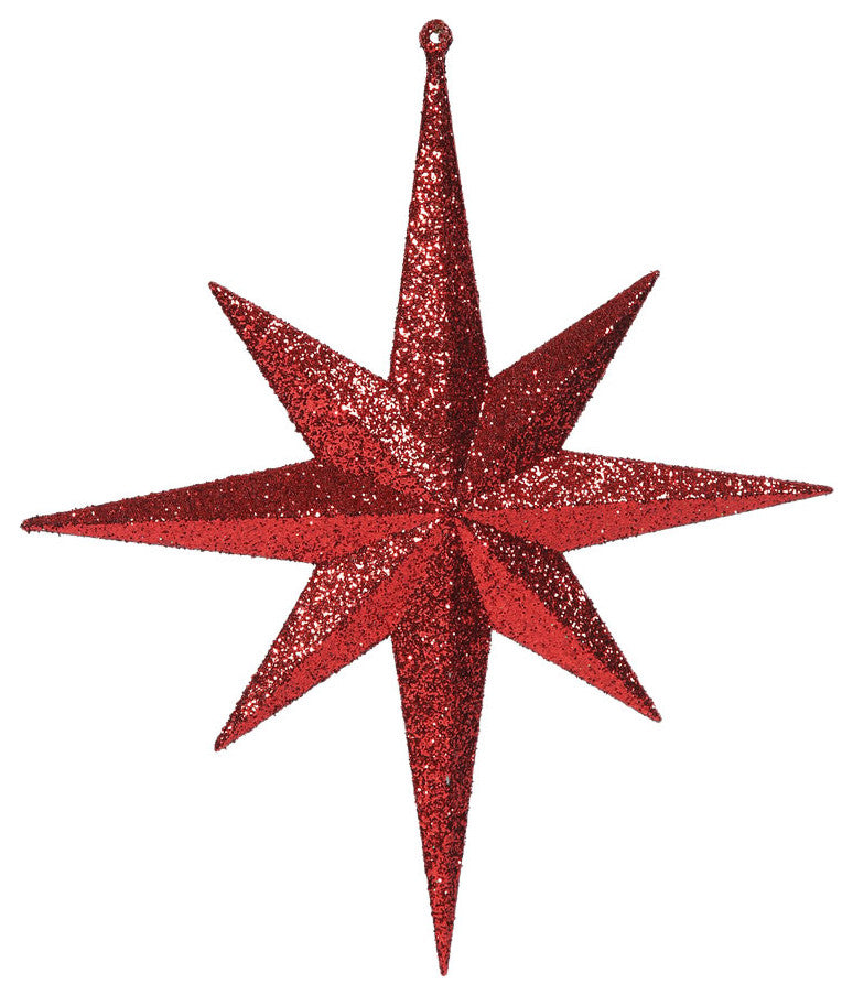 Vickerman M167403 12" Red Iridescent Glitter Star Christmas Ornament