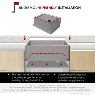 30" Undermount Workstation Single Bowl Gray Granite Kitchen