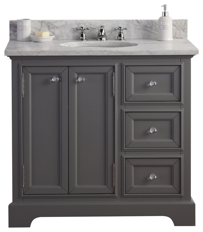 36" Wide Cashmere Gray Single Sink Bathroom Vanity, Faucet Included