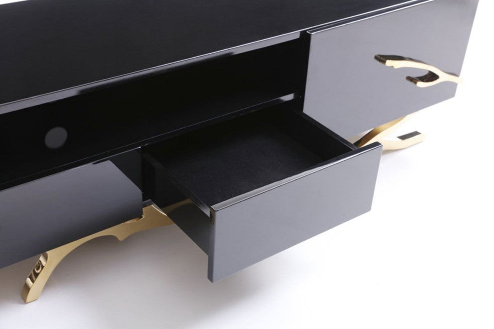 Modrest Legend Modern Black and Champagne Gold TV Stand