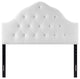 Contemporary Modern Bedroom Queen Size Tufted Headboard, Velvet Fabric, White