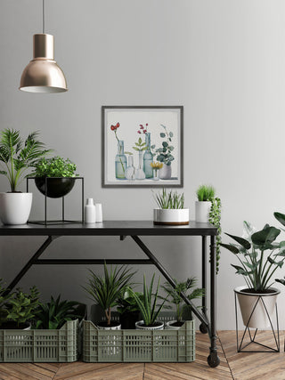 "Clear Bottles" Framed Painting Print, 24"x24"