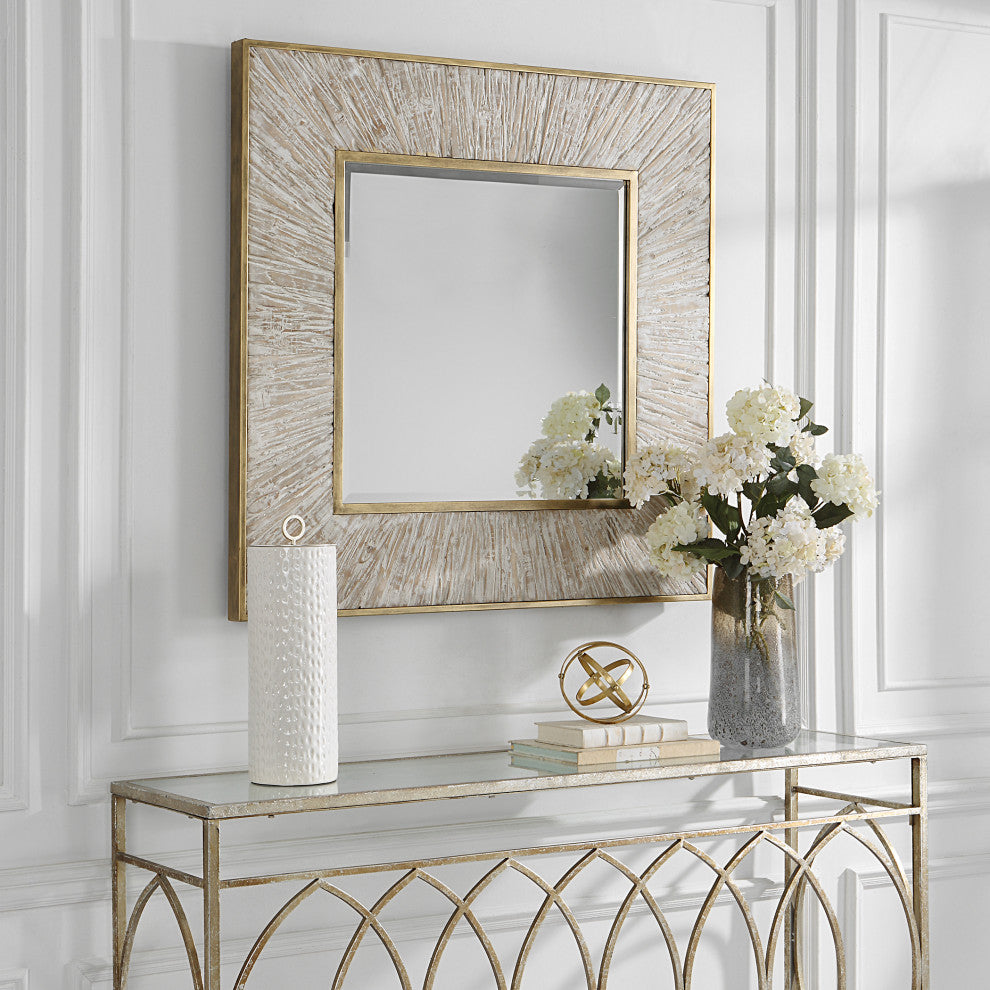 Uttermost 09854 Wharton Whitewashed Square Mirror