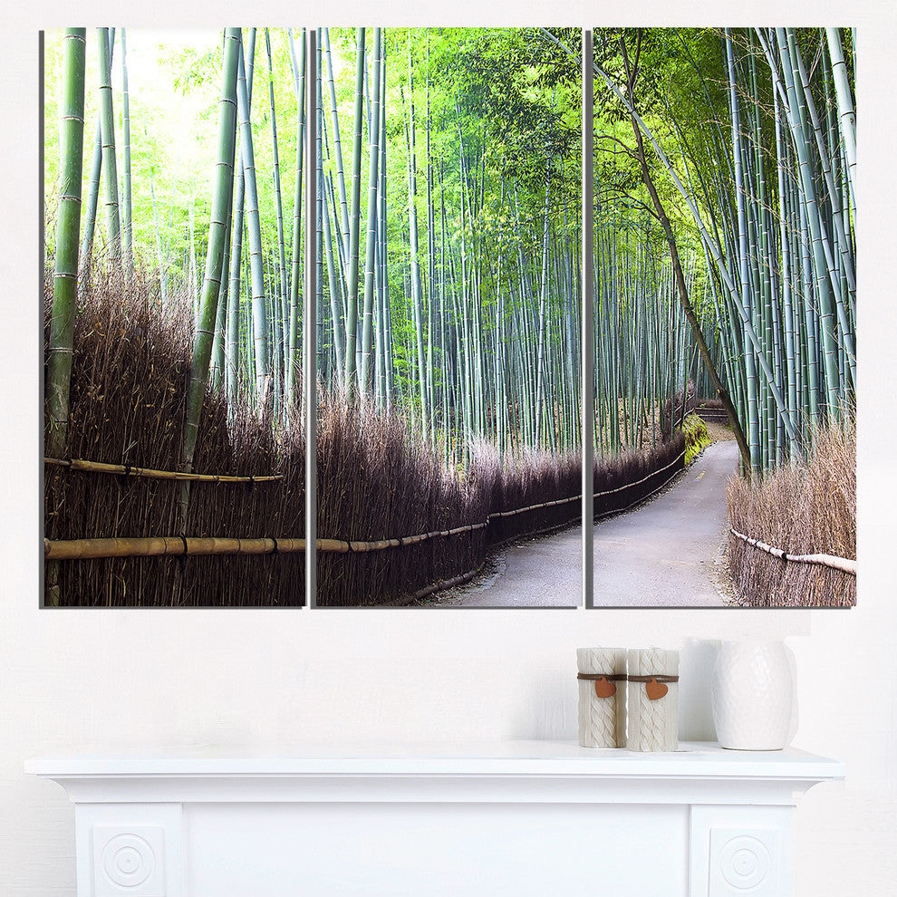 "Kyoto Bamboo Forest Pathway" Forest Metal Wall Art, 3 Panels, 36"x28"
