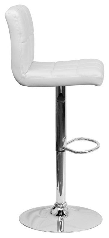 Estella Mid-Back White Quilted Vinyl Swivel Adjustable Barstool