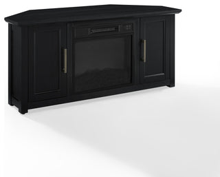 Camden 48" Corner TV Stand With Fireplace, Black