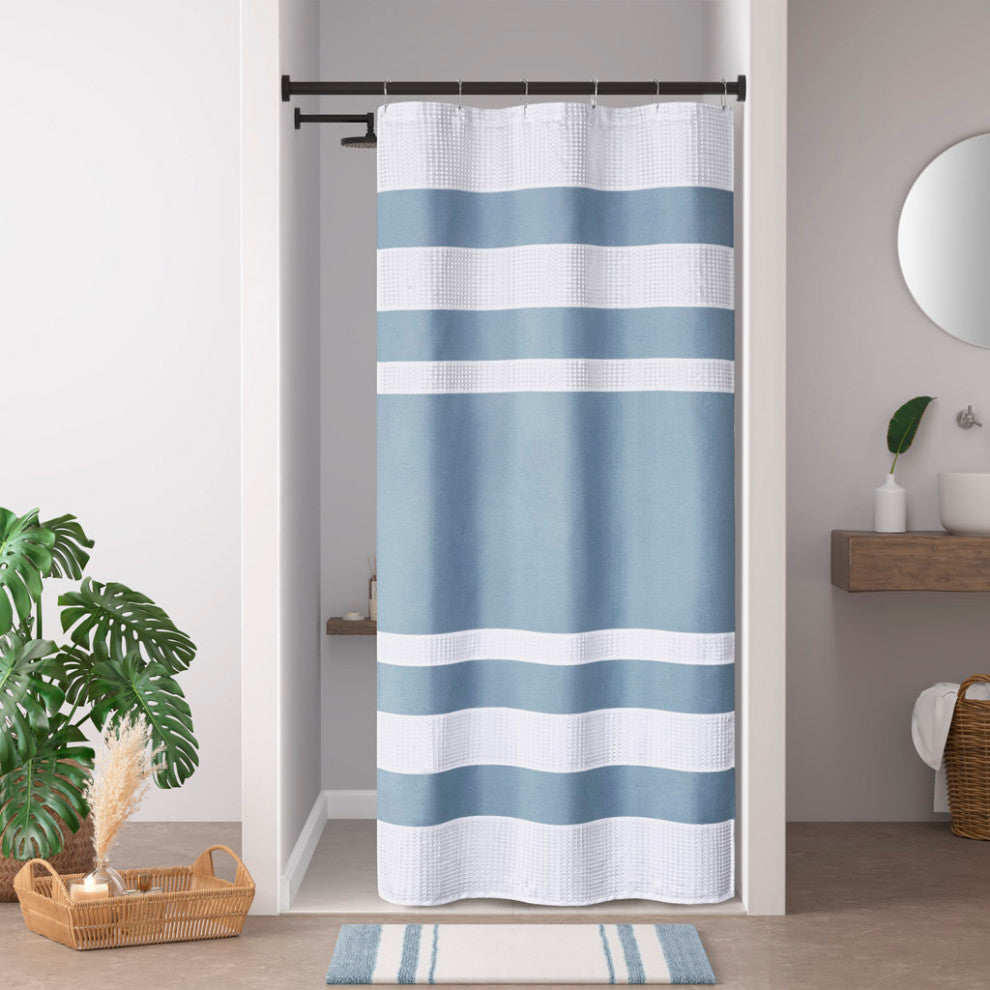 Madison Park Spa Waffle Shower Curtain With 3M Treatment