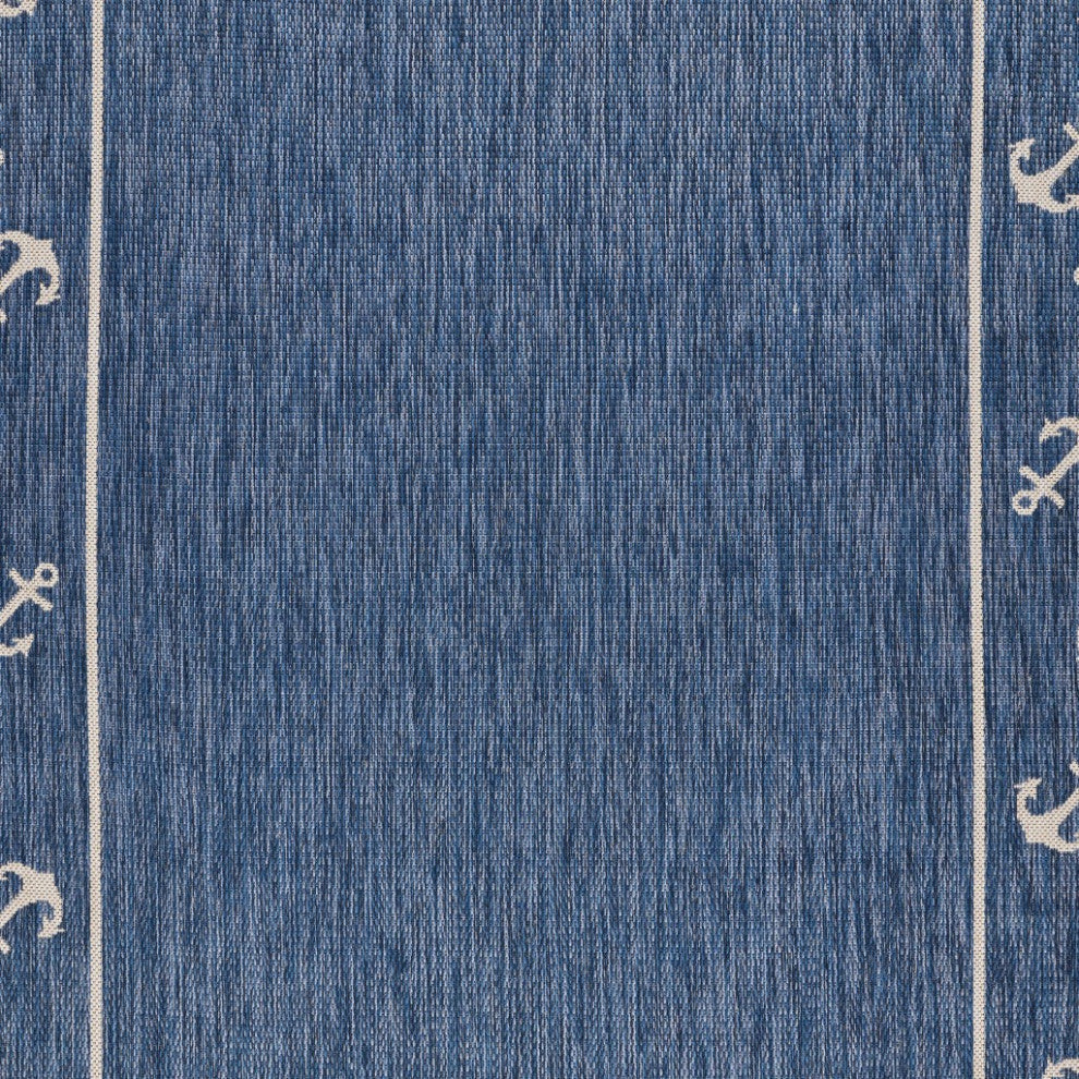 8" x 10" Navy Anchor Indoor Outdoor Area Rug
